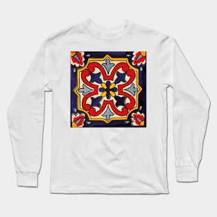 Abstract clover colorful geometric talavera tile Long Sleeve T-Shirt